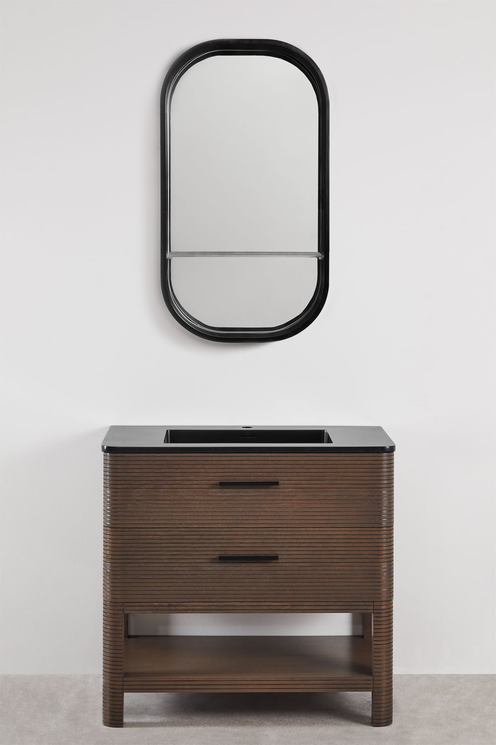 Conjunto de mueble de baño en madera con lavabo integrado Misene, imagen de galer&iacute;a 2