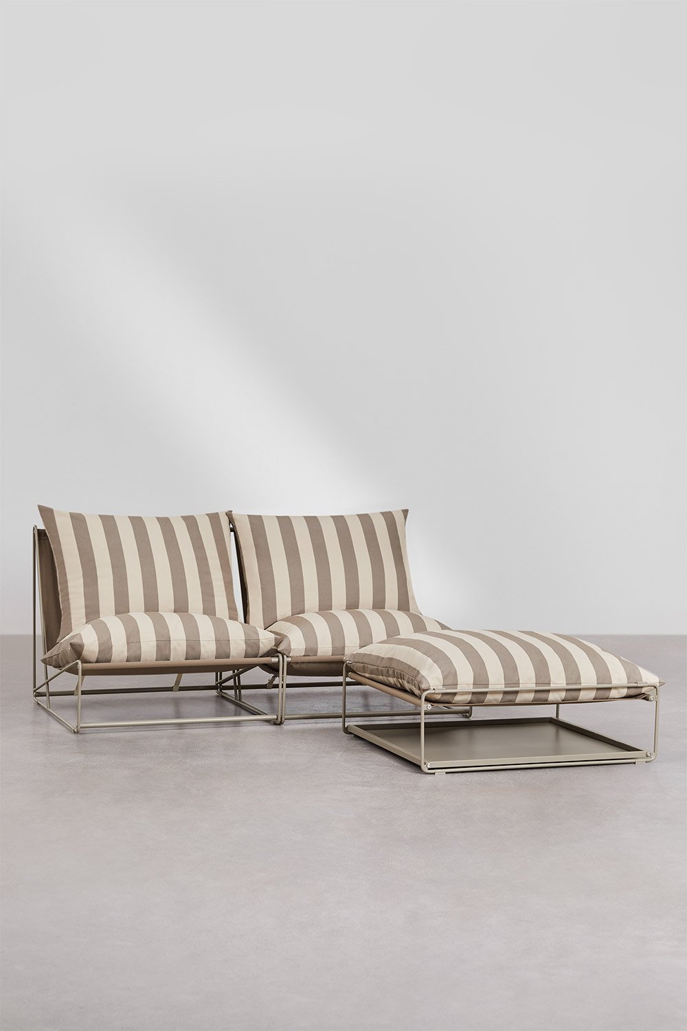 Sofá modular de jardín de 2 piezas y puff convertible Amaro, imagen de galería 4