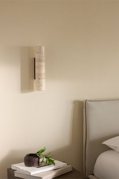 Aplique de pared en travertino y madera Davise