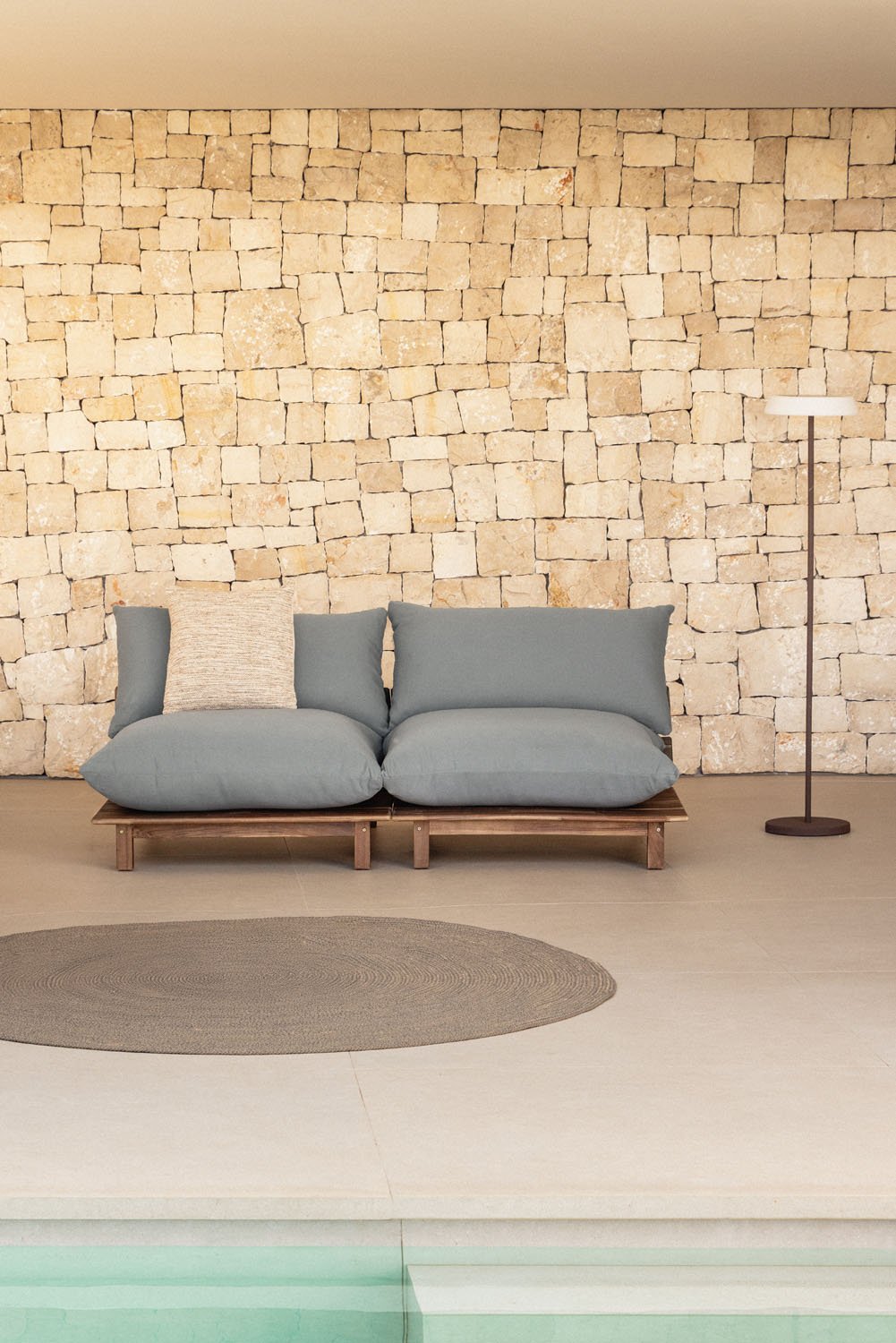 Sofá modular reclinable de jardín de 2 piezas en madera de acacia Brina      , imagen de galería 1
