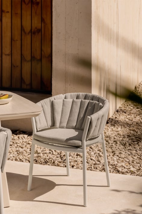 Silla de jardín con reposabrazos en aluminio y tela Roderise