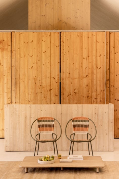 Pack de 2 sillones apilables de jardín en acero y mimbre sintético Texas