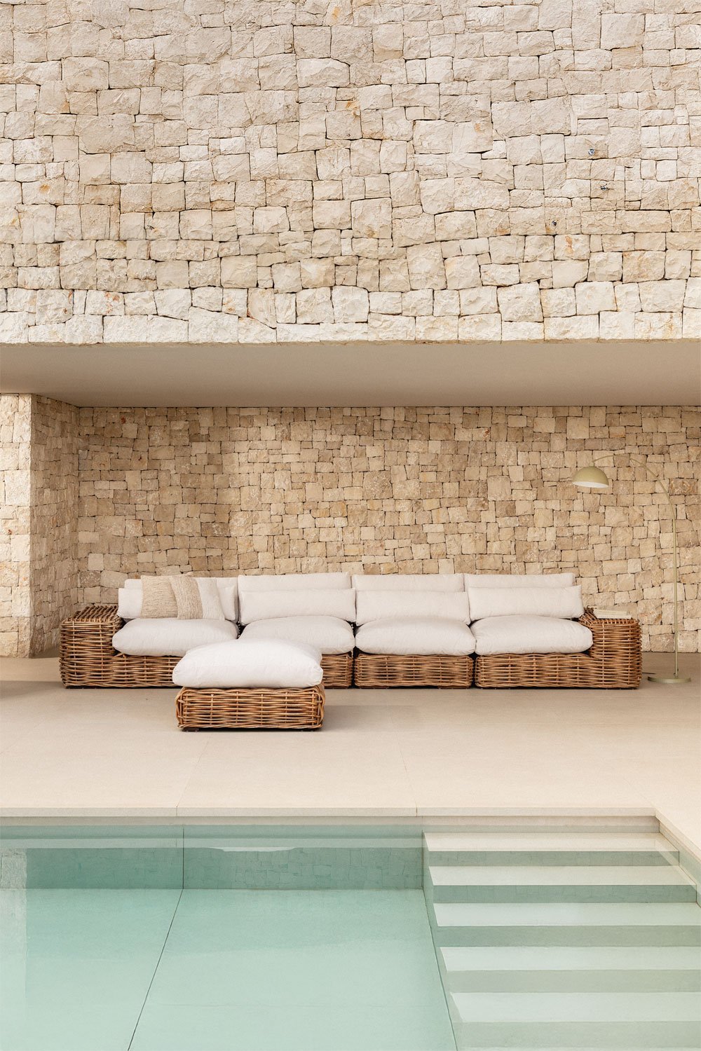 Sofá modular de jardín de 4 piezas y puff Milu, imagen de galería 1