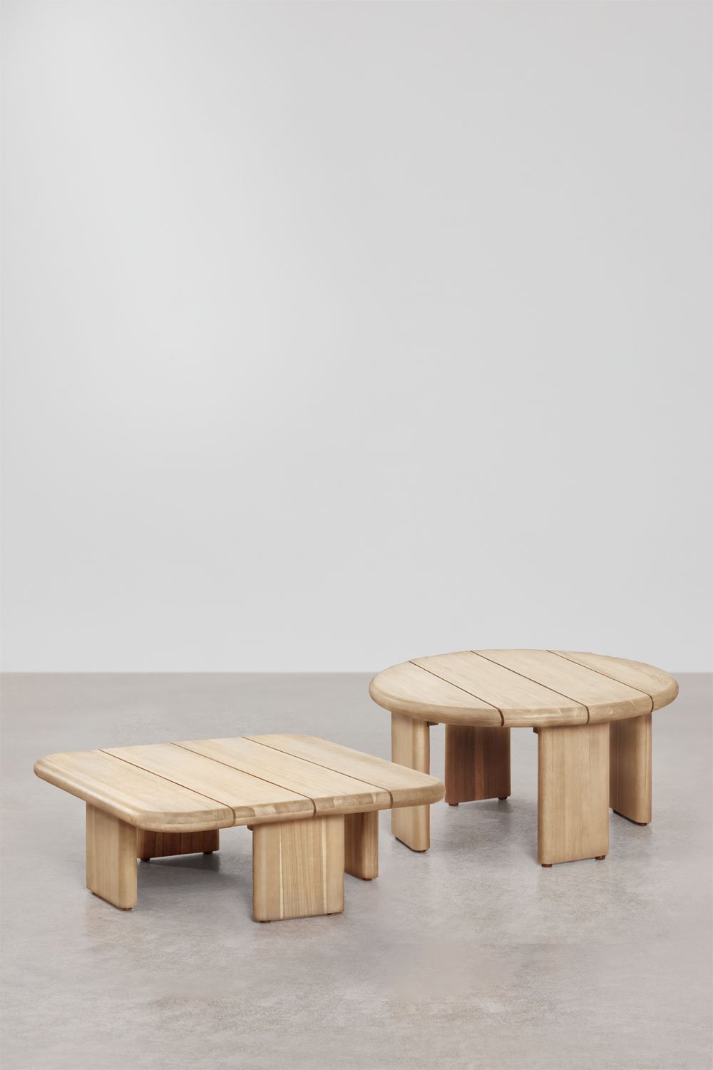 Set de 2 mesas de centro para jardín en madera de acacia Famara, imagen de galería 2