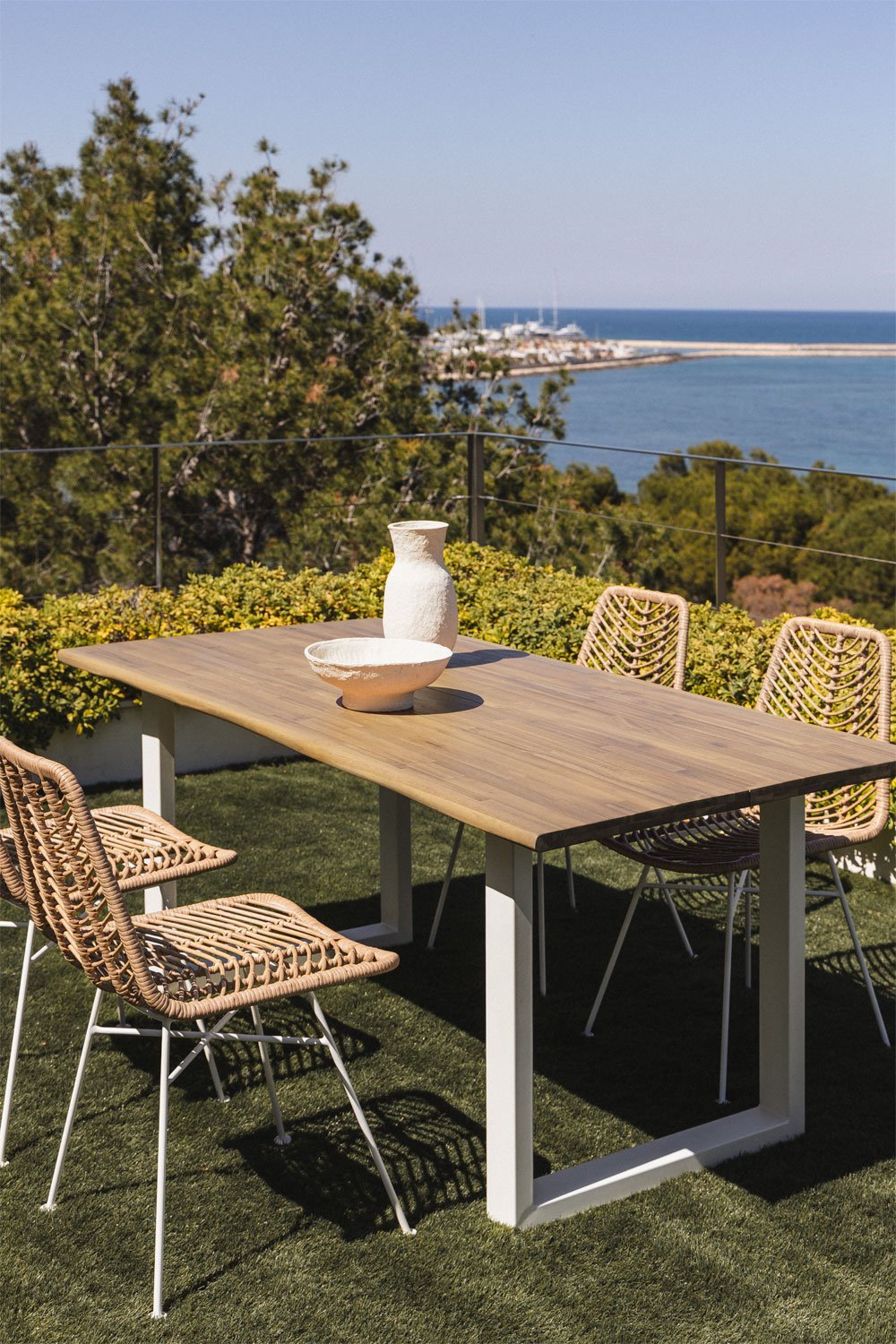 Mesa de jardín rectangular 180x90 cm en madera de acacia y acero Maupi   , imagen de galería 1