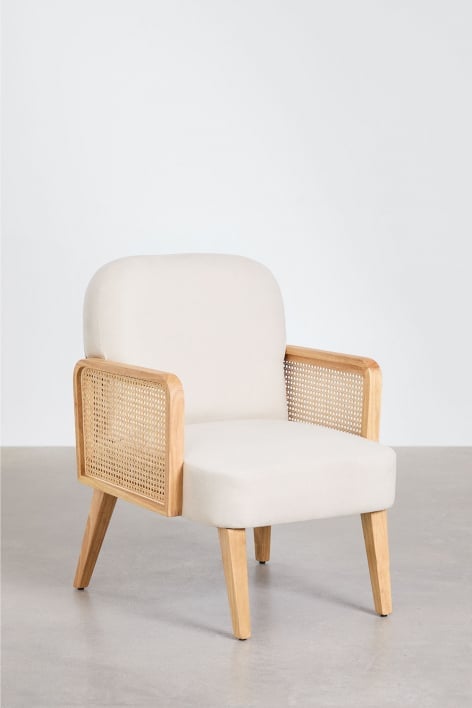 Sillón en madera de caucho y ratán Icon