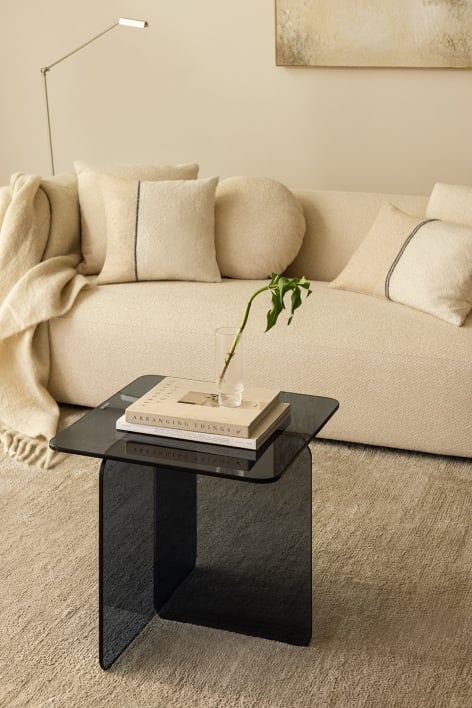 Mesa auxiliar cuadrada 50x50 cm en cristal templado Eliana