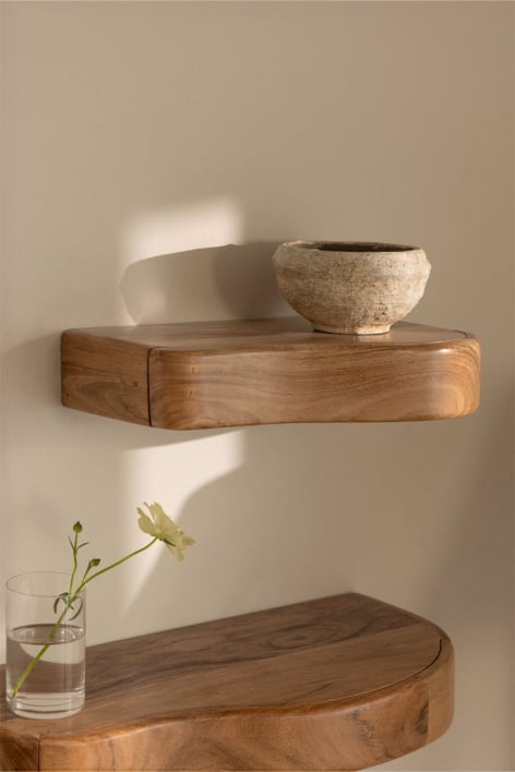 Estante de pared en madera de acacia Nireimi