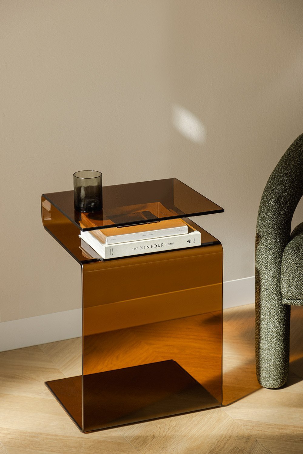 Mesa auxiliar rectangular 40x35 cm en cristal templado Diora, imagen de galería 1