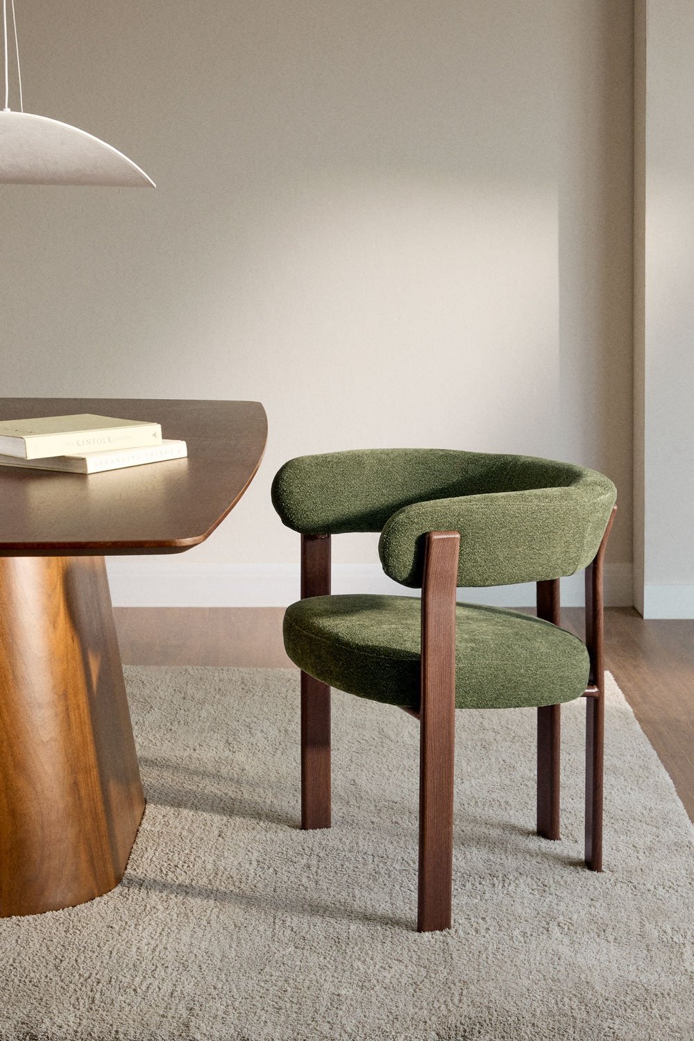 Pack de 4 sillas de comedor con reposabrazos en tela chenilla Jolie, imagen de galería 1