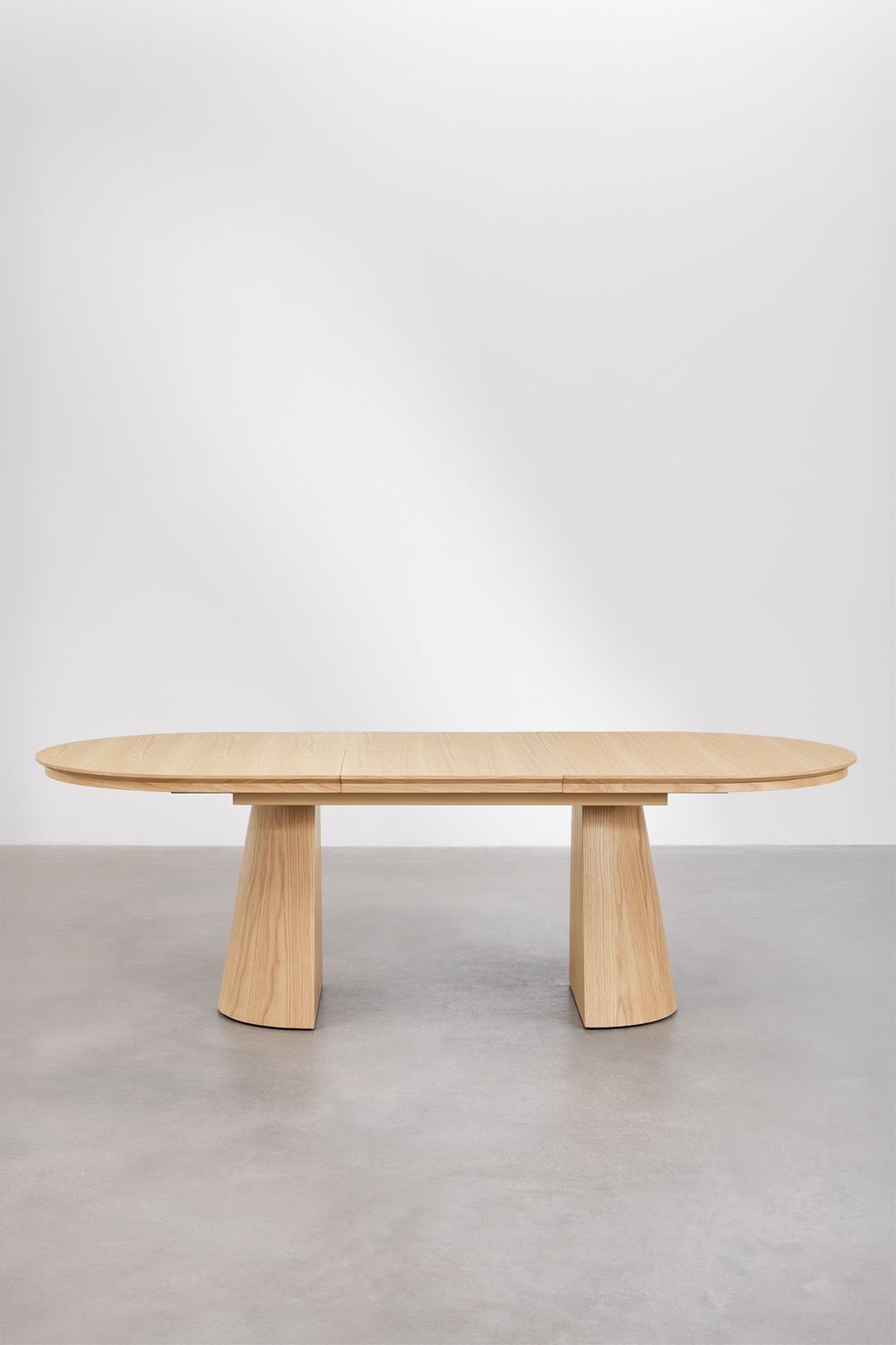 Mesa de comedor ovalada 180-240x105 cm extensible en MDF y chapa de roble Montana, imagen de galería 7