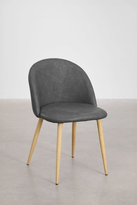Silla de comedor tapizada en polipiel Kana - Gris Antracita
