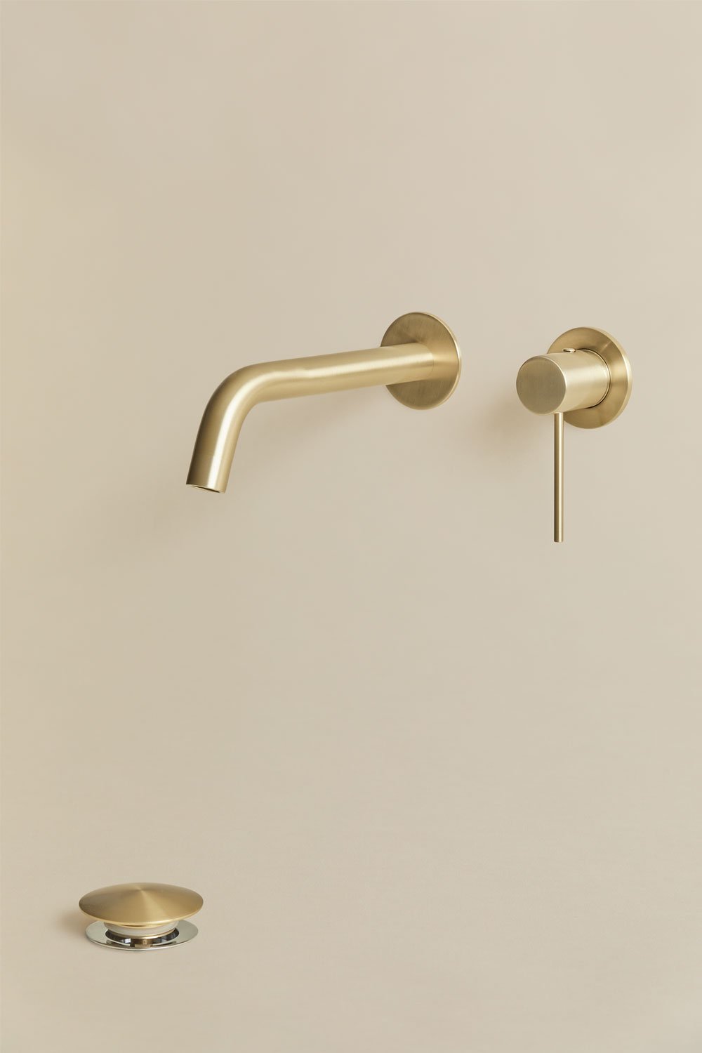 Set de grifo de lavabo empotrado en latón y válvula de desagüe para lavabo tipo Click-Clack en acero inoxidable y latón Orveta, imagen de galería 1