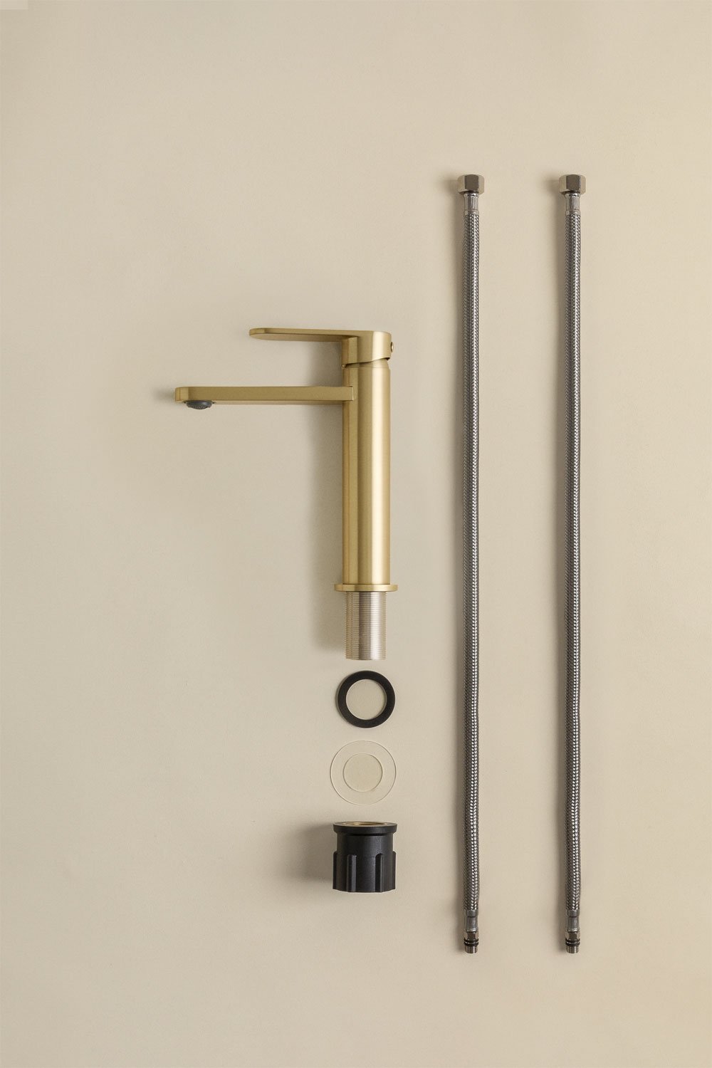 Set de grifo de lavabo en latón Alameda y válvula de desagüe para lavabo tipo Click-Clack en acero inoxidable y latón Orveta, imagen de galería 6