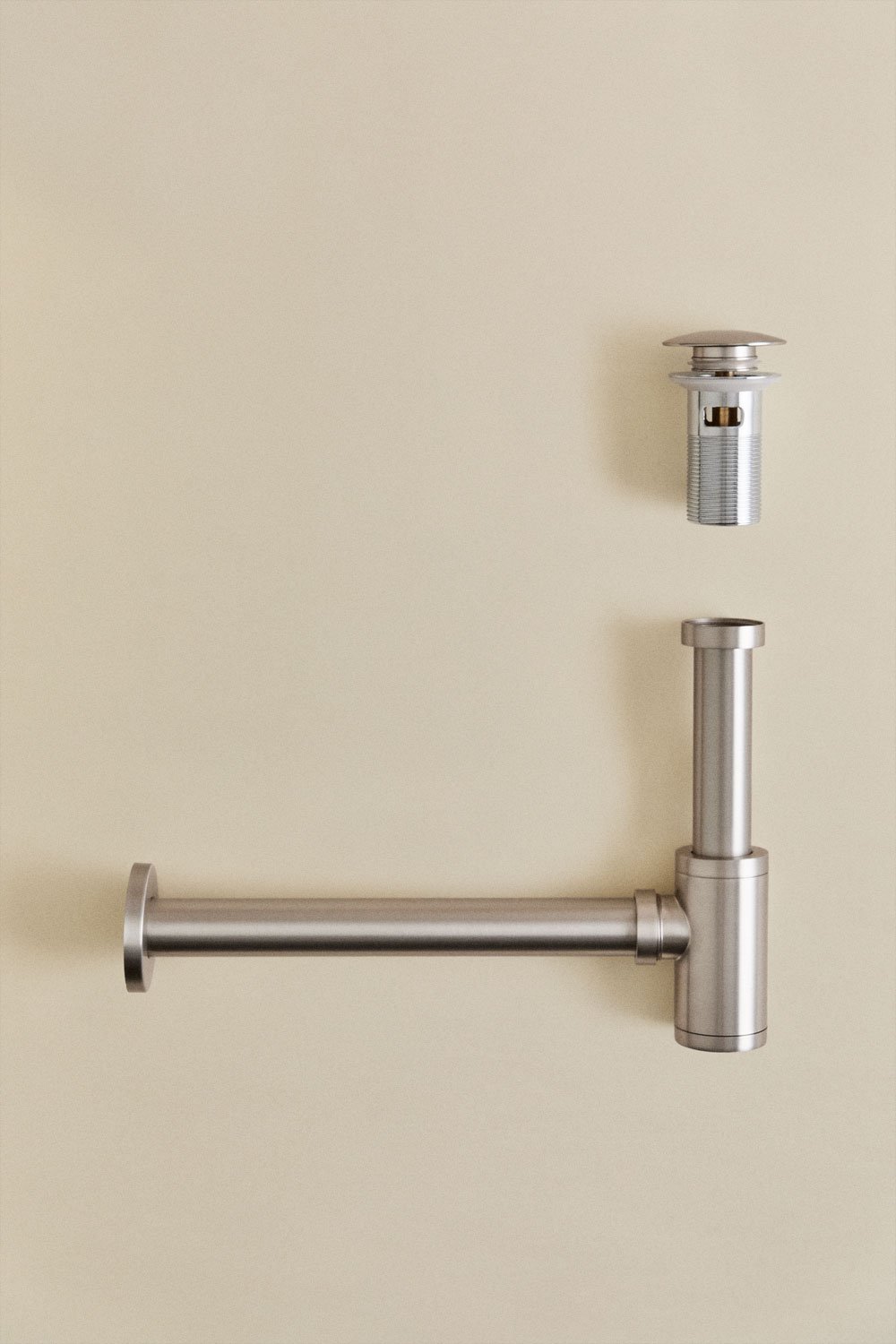 Set de sifón de lavabo en acero inoxidable Bibur y válvula de desagüe para lavabo tipo Click-Clack Orveta, imagen de galería 1