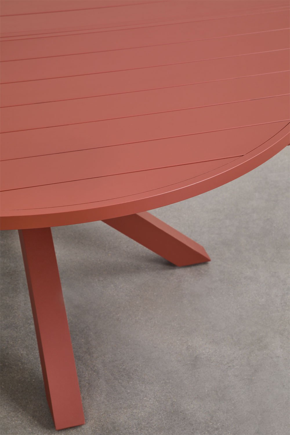 Set de mesa extensible redonda 145-200x145 cm Barces y 8 sillas de jardín apilables con reposabrazos en aluminio Amatria, imagen de galería 4