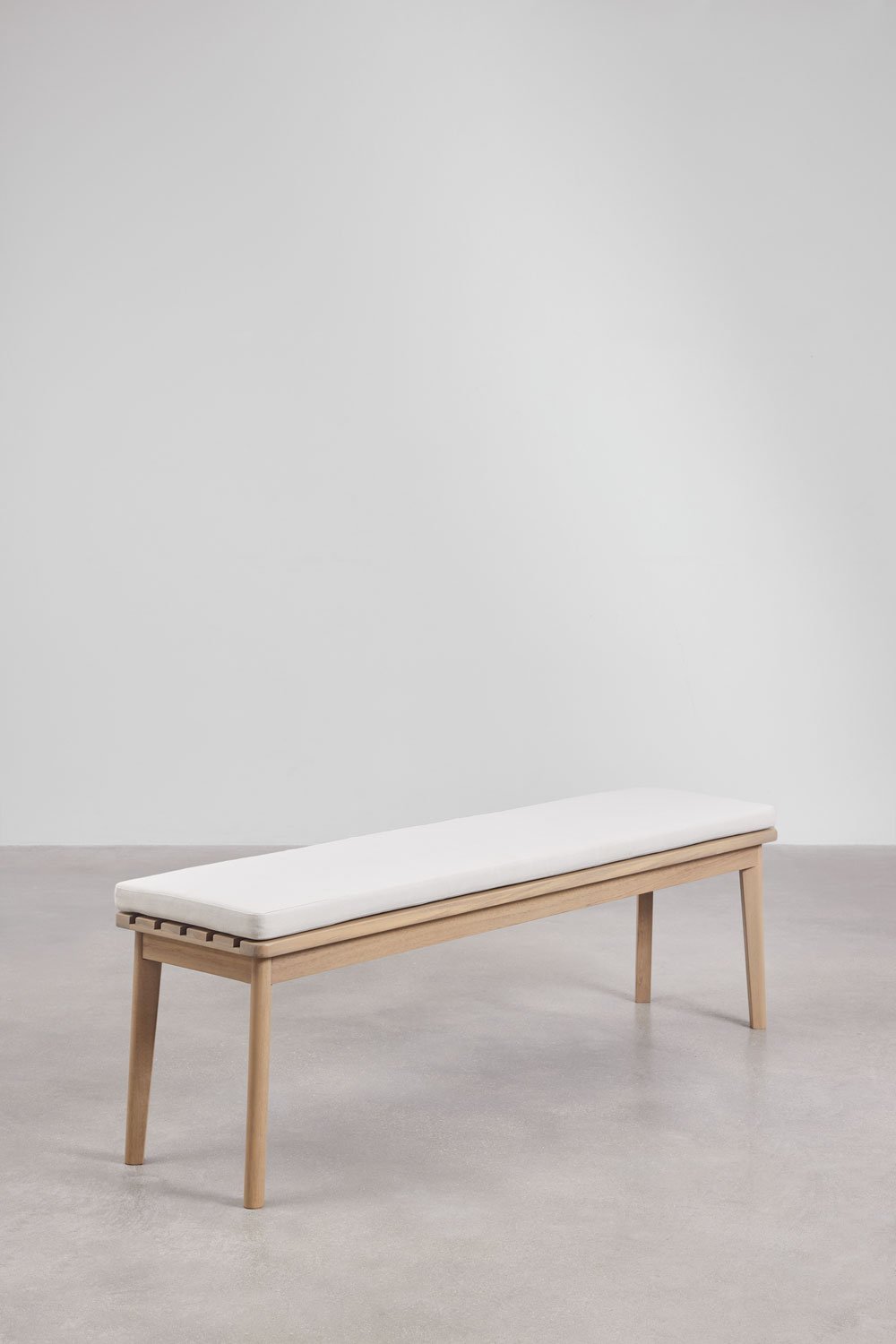 Banco 160 cm en madera de acacia y tela Kaela, imagen de galería 1