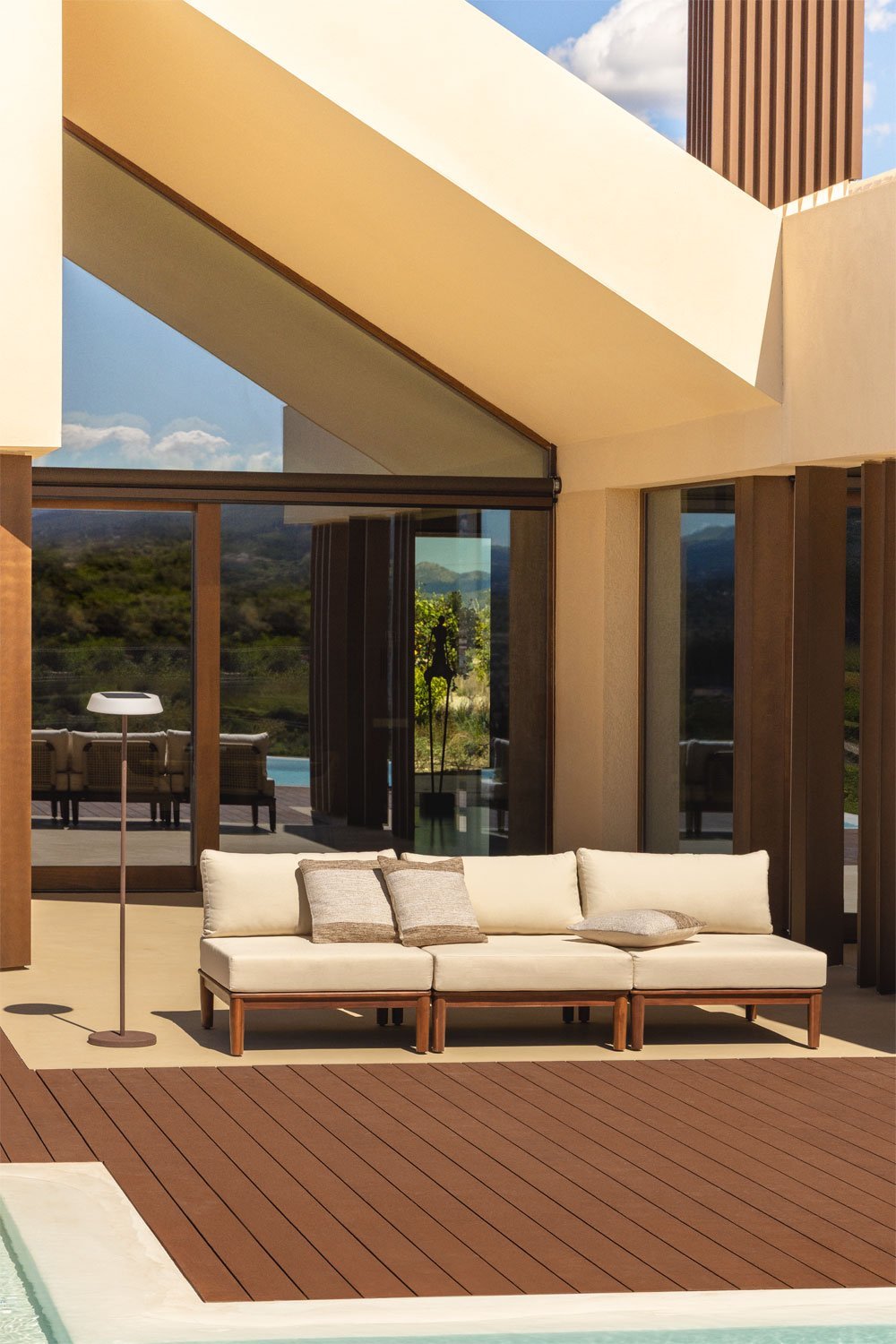 Sofá modular de jardín de 3 piezas en acacia Giulia     , imagen de galería 1