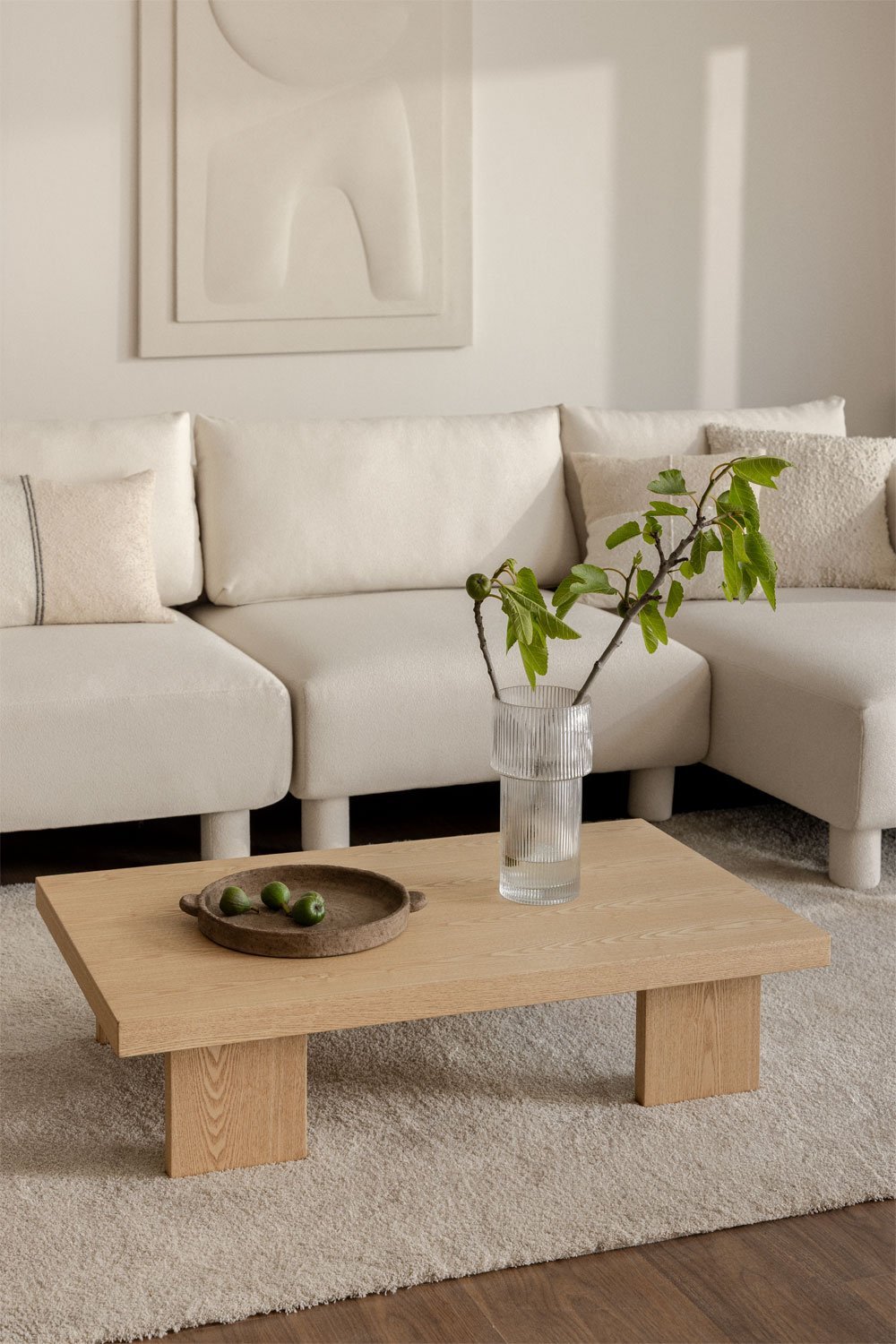 Mesa de centro rectangular 100x60 cm en MDF y chapa Bernay, imagen de galería 1