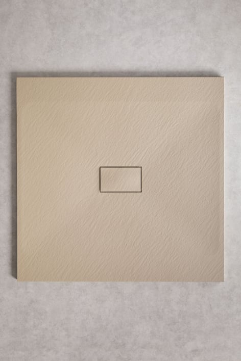 Plato de ducha en resina SMC cuadrado 100x100 cm antideslizante y extraplano marrón arena claro Soho