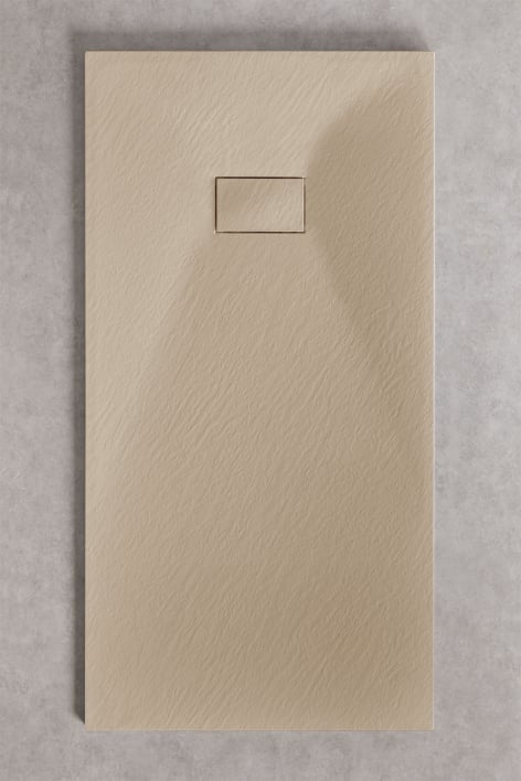 Plato de ducha en resina SMC rectangular 150x80 cm antideslizante y extraplano marrón arena claro Soho