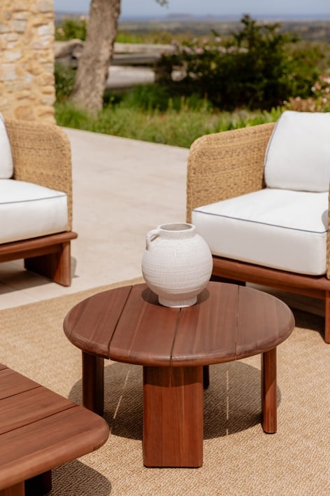 Mesa auxiliar para jardín redonda Ø70 cm en madera de acacia Famara