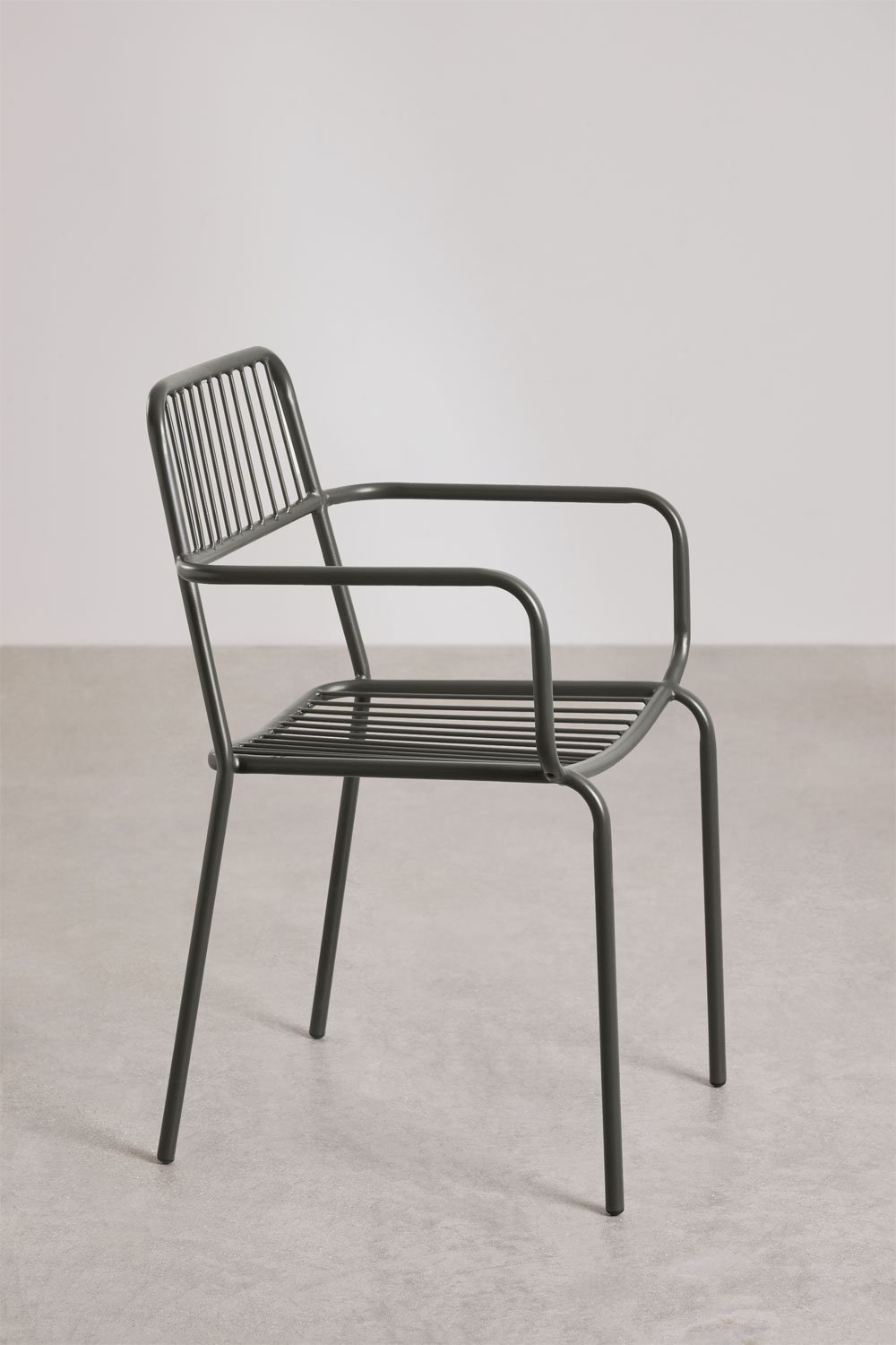 Silla de jardín apilable con reposabrazos en acero Elton   , imagen de galería 4