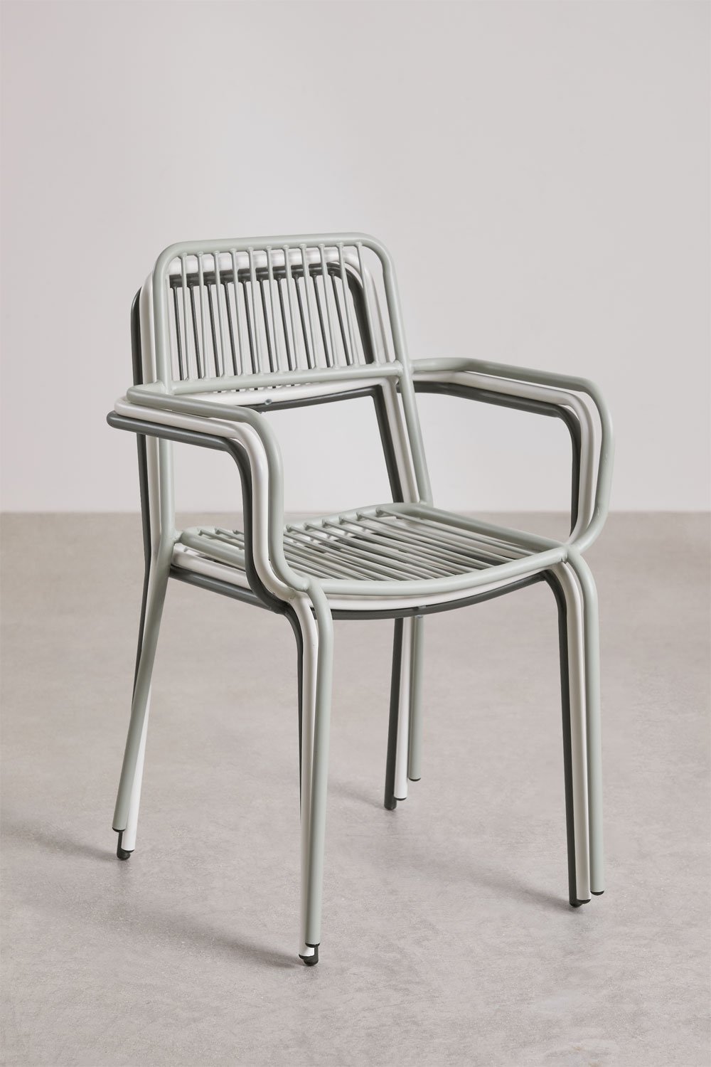 Pack de 2 sillas de comedor apilables con reposabrazos Elton, imagen de galería 6