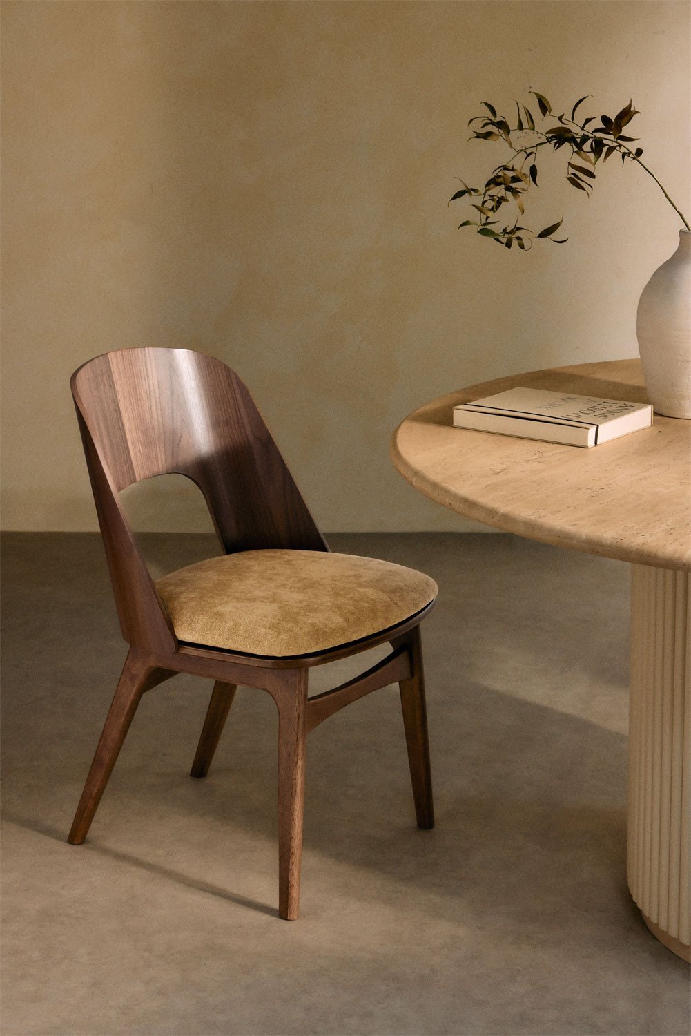 Silla de comedor en madera y tapizada Juna, imagen de galería 1