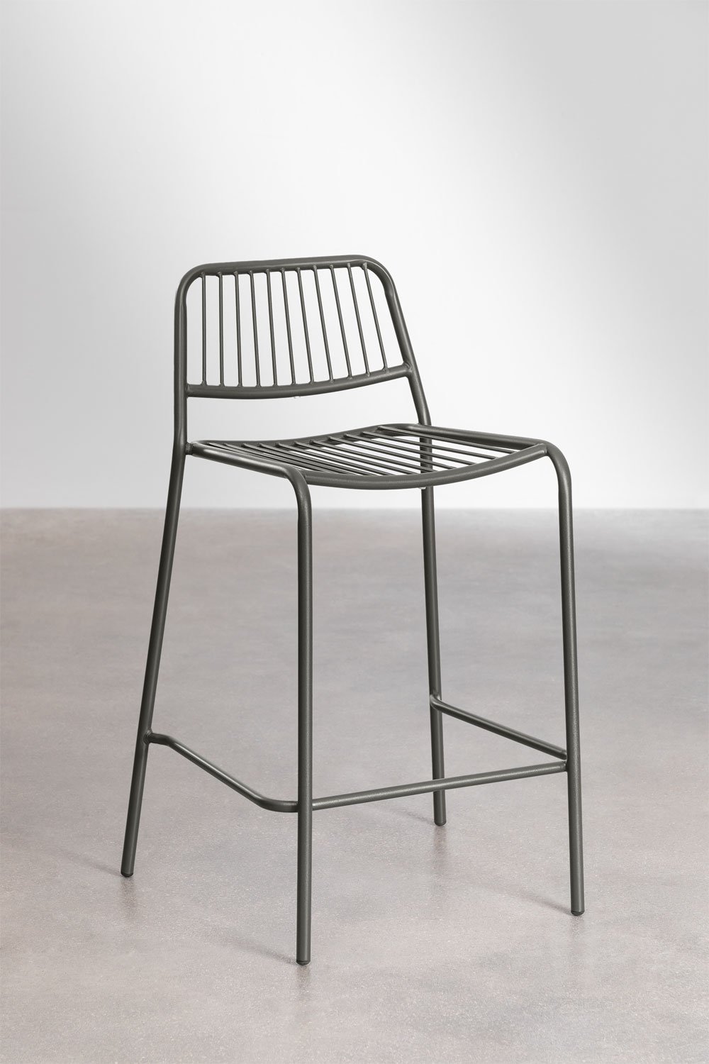 Taburete alto de jardín 65 cm apilable en acero negro carbón Elton, imagen de galería 1