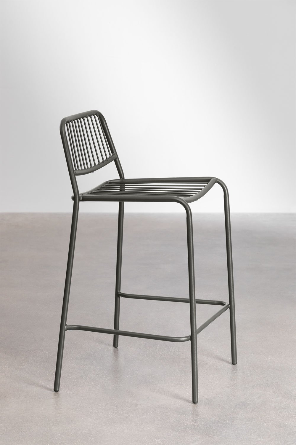 Taburete alto de jardín 65 cm apilable en acero negro carbón Elton, imagen de galería 2