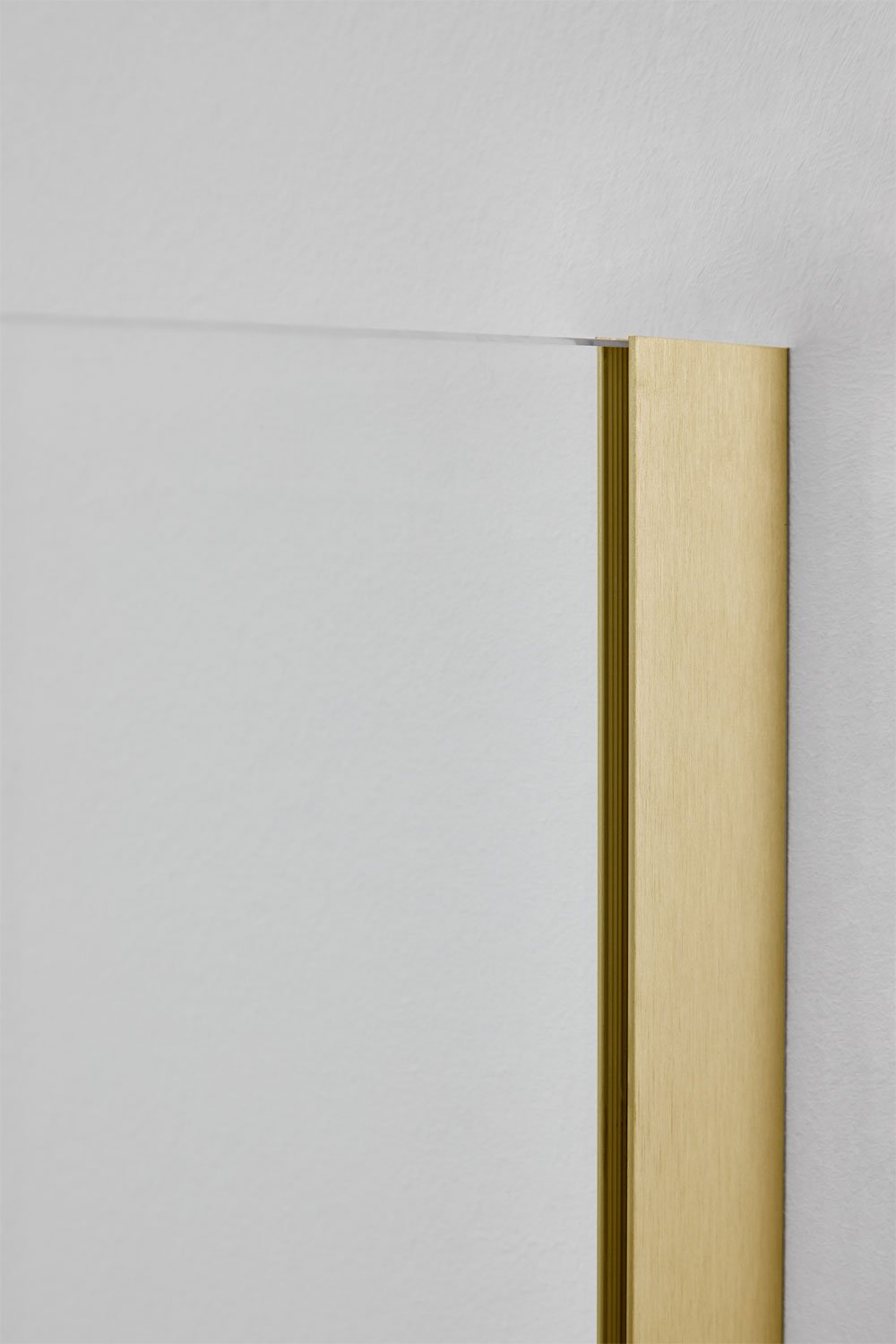 Mampara de ducha fija 90x195 cm con cristal templado transparente 8 mm y aluminio dorado cepillado Bristol, imagen de galería 4