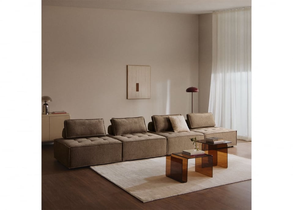 Sofá modular de 4 piezas en tela Vermont
