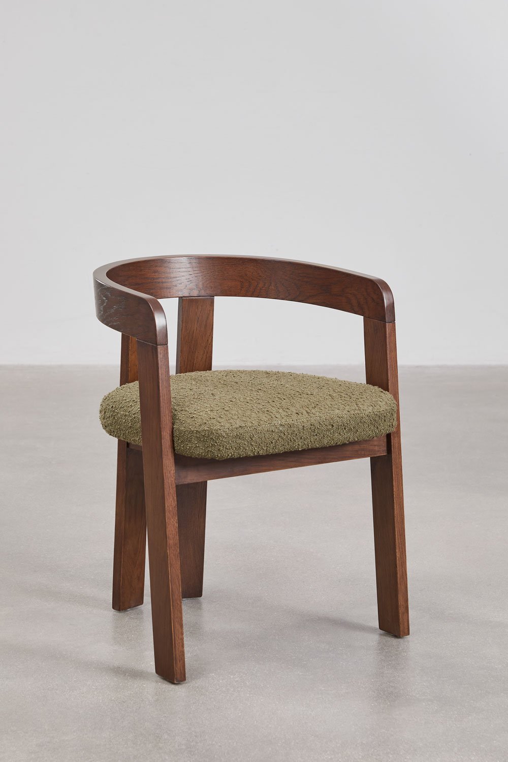 Silla de comedor con reposabrazos en madera y tapizada Yvone, imagen de galería 3