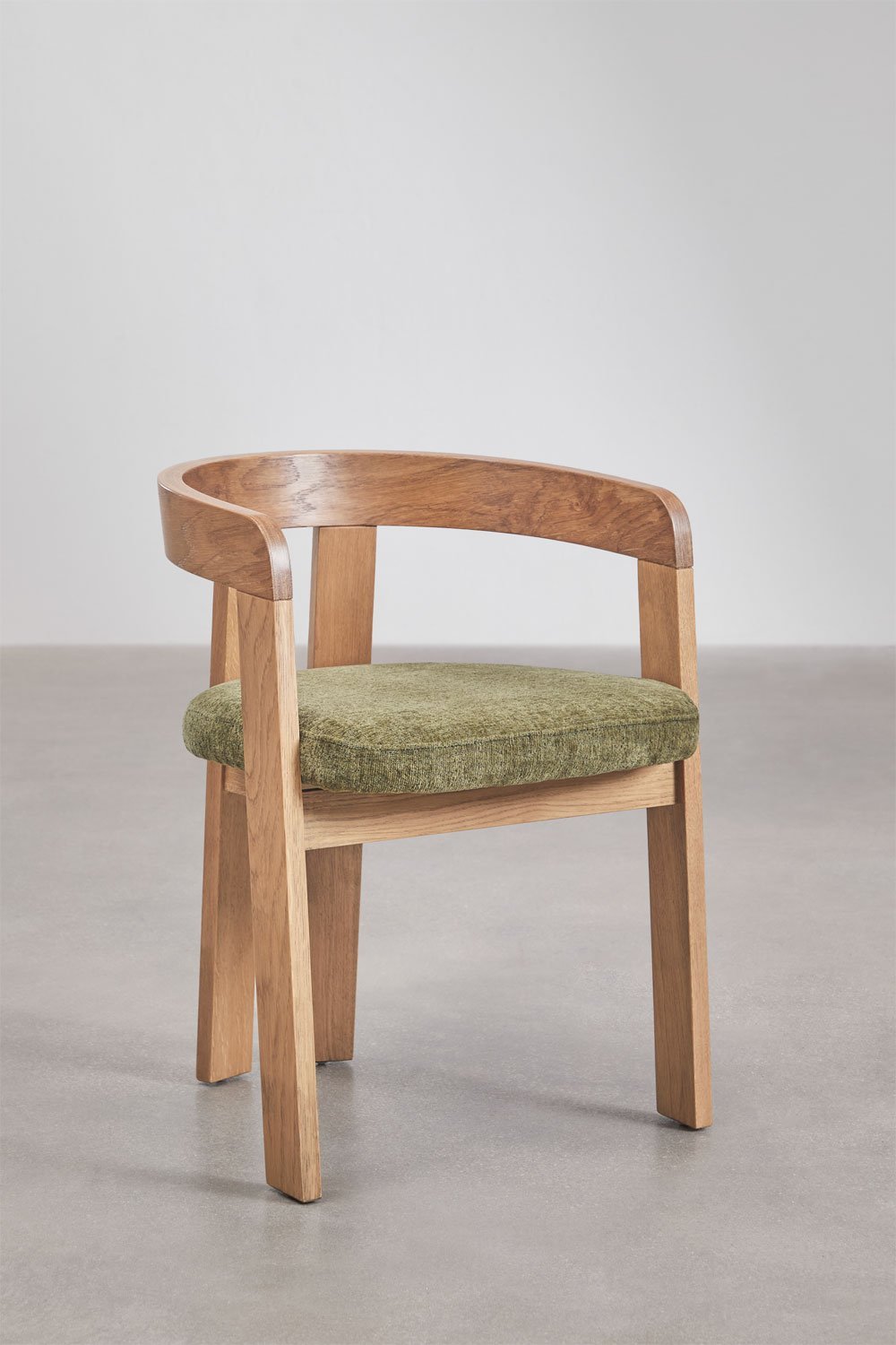 Pack de 4 sillas de comedor con reposabrazos en madera y tapizadas Yvone, imagen de galería 3