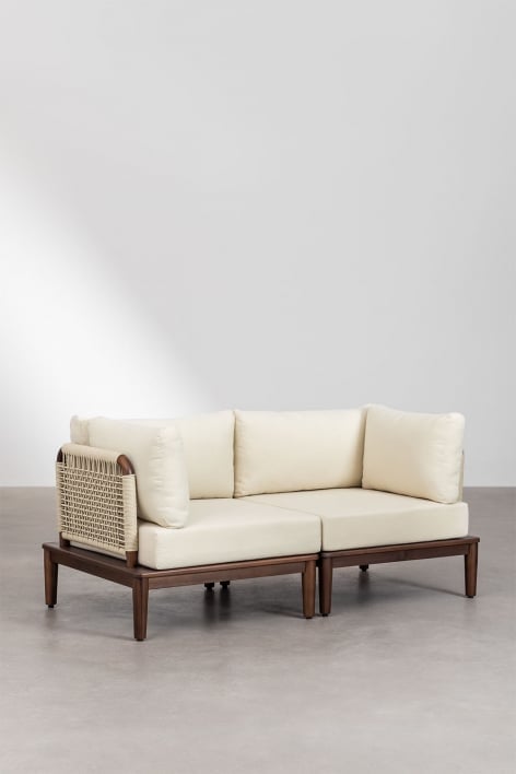 Sofá modular de 2 piezas con 2 sillones esquineros en acacia Giulia