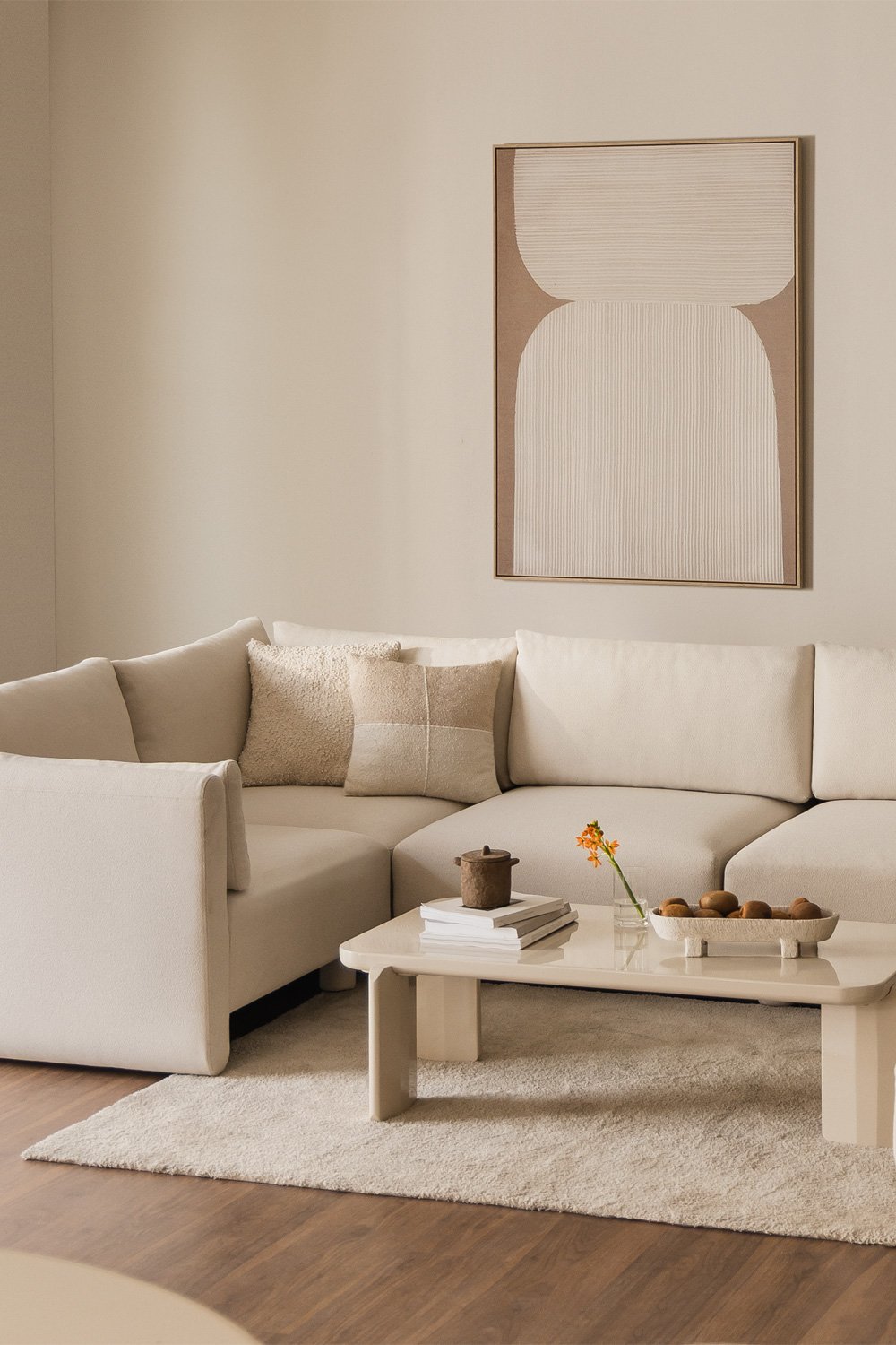 Módulo central para sofá modular en tela bouclé Artemisa, imagen de galería 1