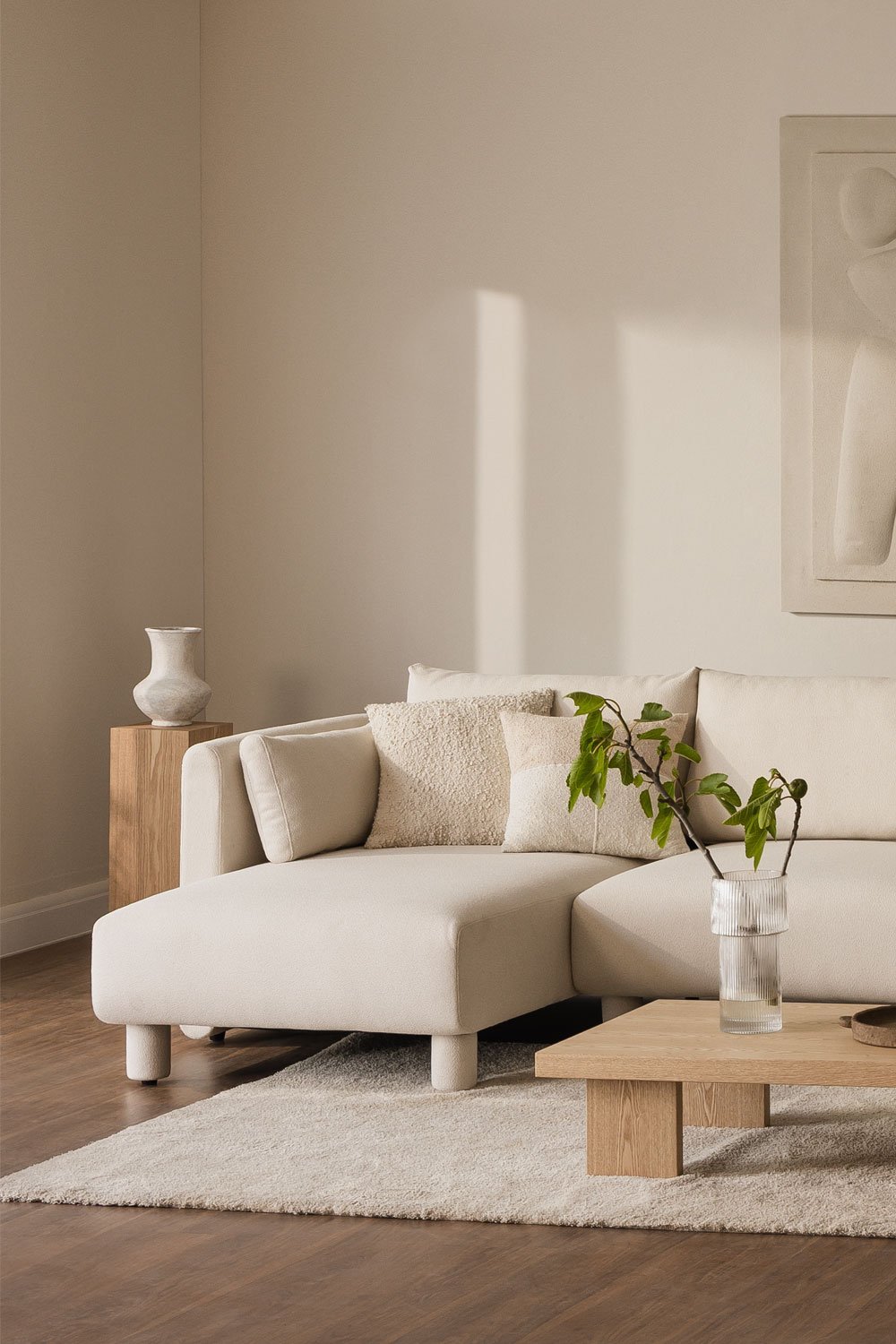 Módulo chaise longue izquierdo para sofá modular en tela bouclé Artemisa , imagen de galería 1