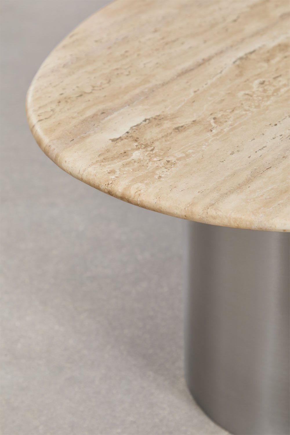 Mesa de centro 120x70 cm en travertino y acero inoxidable Vayet, imagen de galería 5