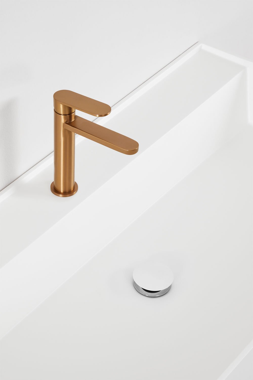 Conjunto de mueble de baño en madera y chapa de fresno con lavabo integrado Ona, imagen de galería 7