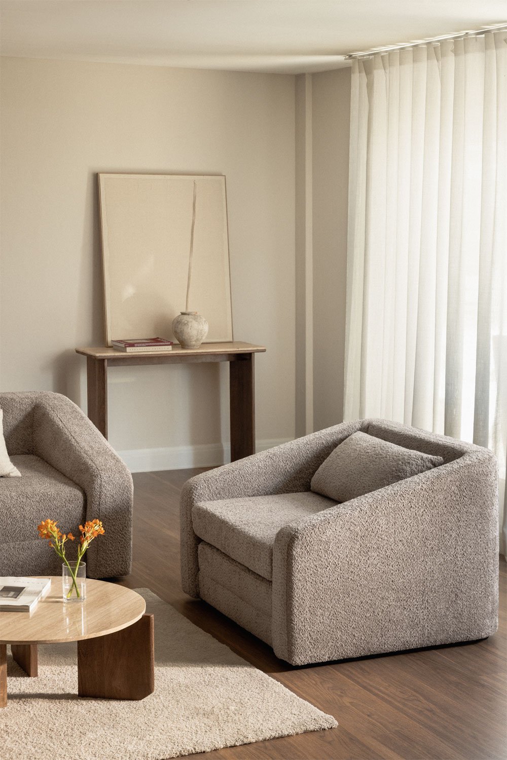 Sillón cama en tela bouclé Dalila, imagen de galería 1