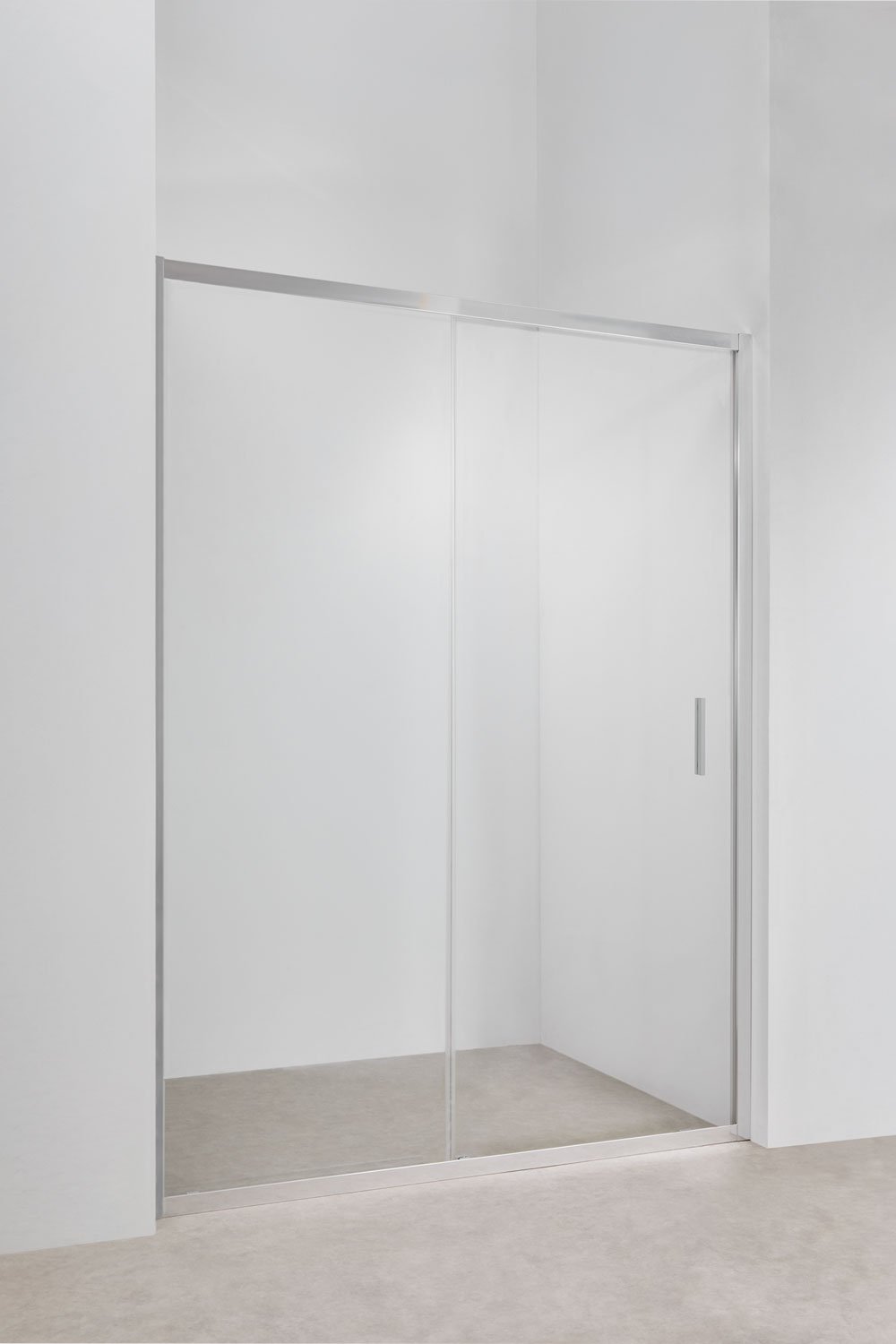 Mampara de ducha acceso frontal 150x195 cm con puerta corredera, cristal templado transparente 6 mm y aluminio gris cepillado, imagen de galería 2