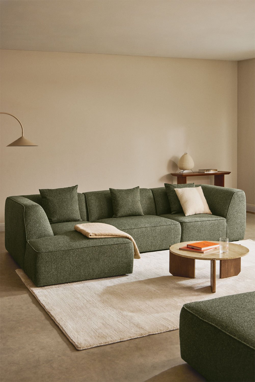 Sofá modular chaise longue izquierdo de 3 piezas tapizado Cardea, imagen de galería 1