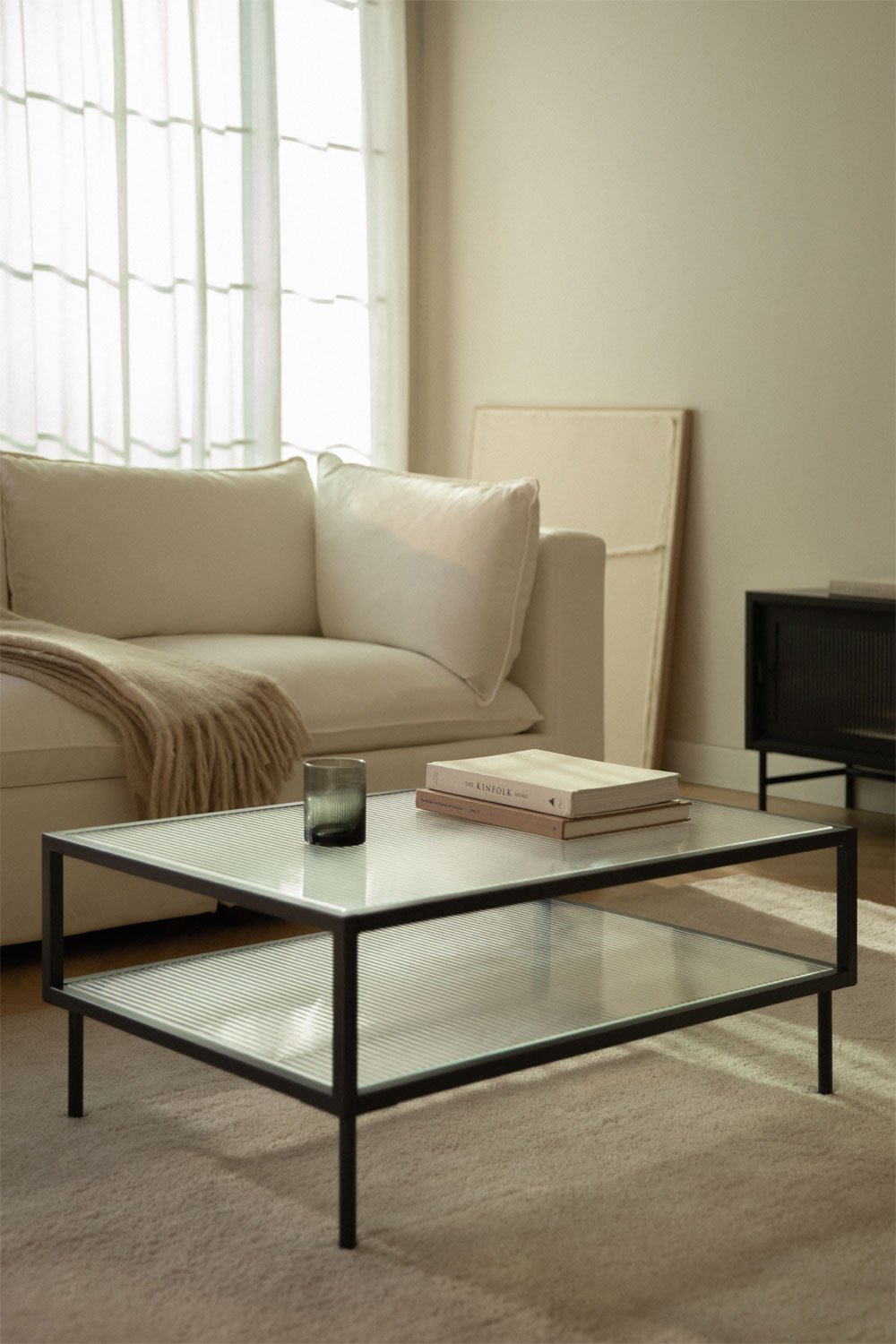 Mesa de centro rectangular en acero y cristal Paoline, imagen de galería 1