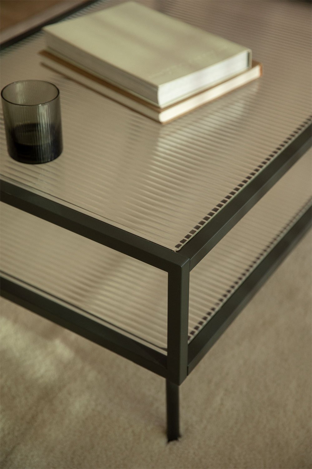 Mesa de centro rectangular en acero y cristal Paoline, imagen de galería 2