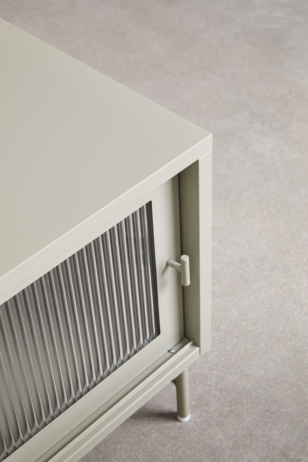 Mueble TV 180x40 cm en acero y cristal Paoline, imagen de galer&iacute;a 6