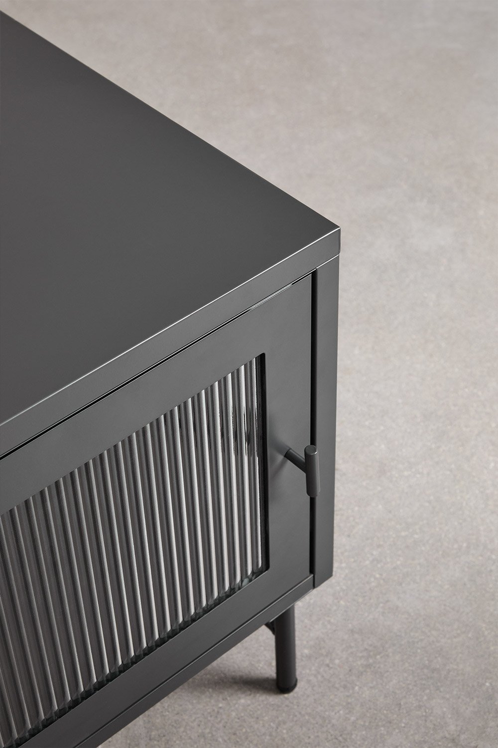 Mueble TV 180x40 cm en acero y cristal Paoline, imagen de galería 7