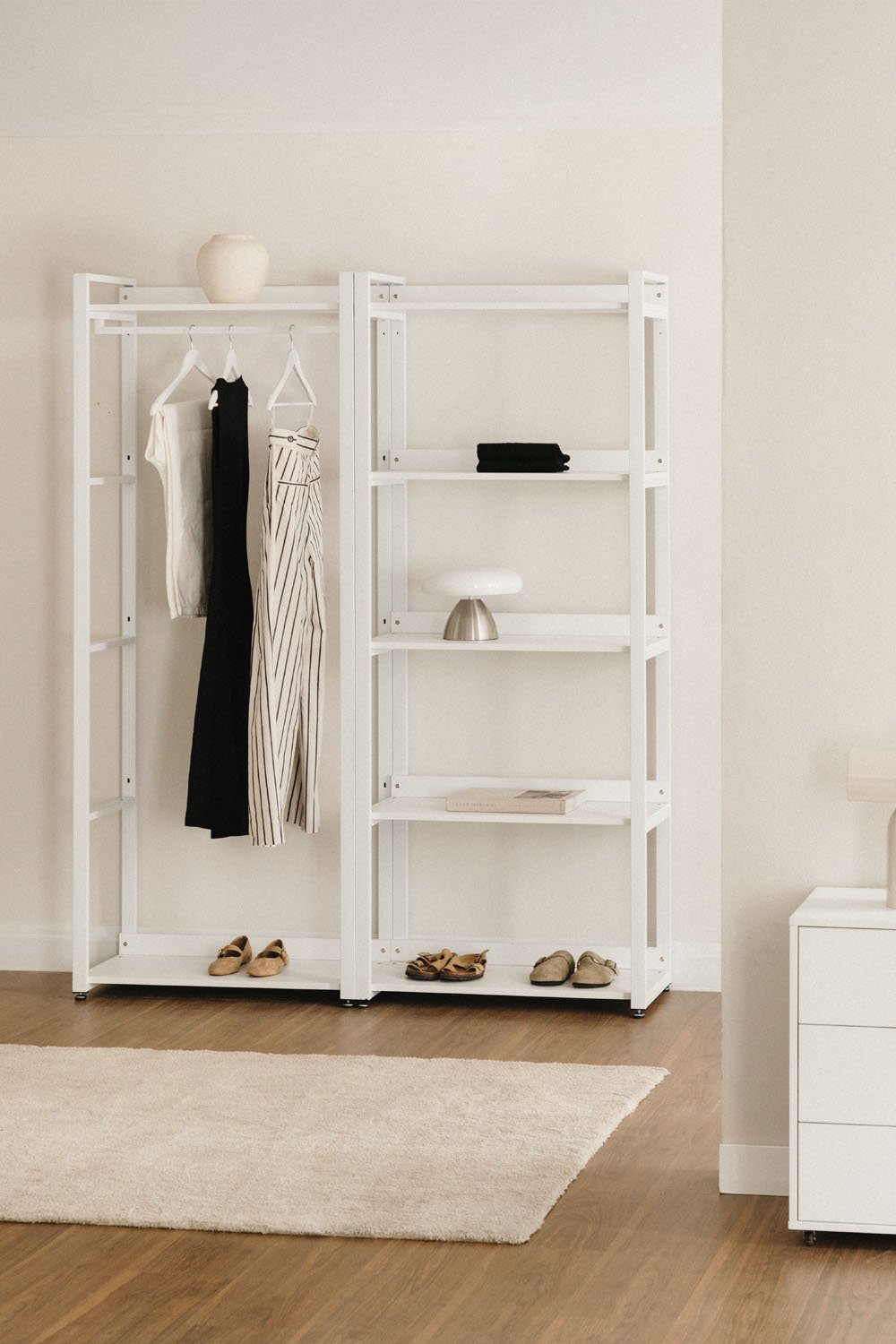 Armario Modular Abierto de 2 Piezas con Perchero y Estantería en Acero y Madera Ariaster  , imagen de galería 1