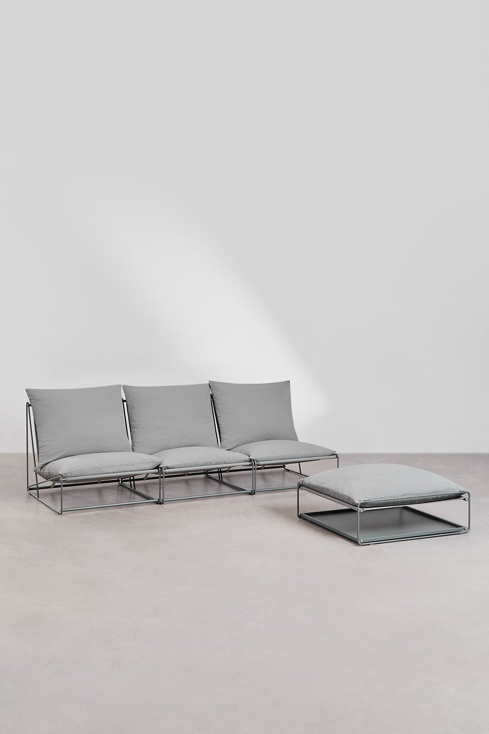 Sofá modular de jardín de 3 piezas y puff convertible Amaro, imagen de galer&iacute;a 4