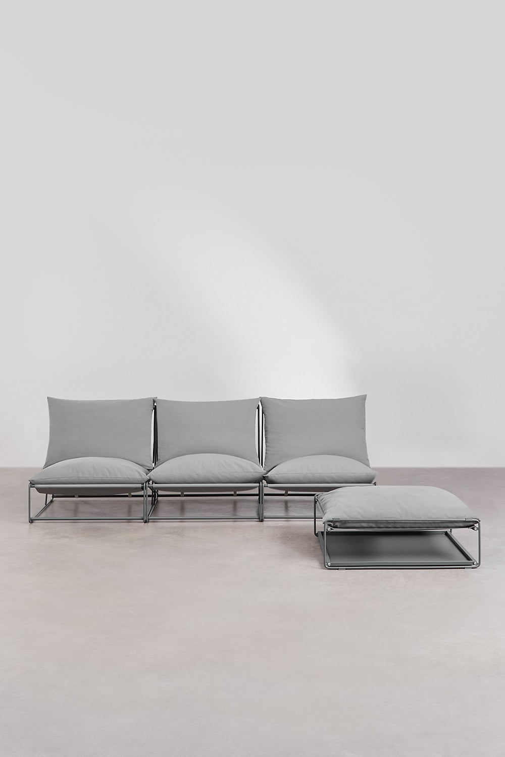 Sofá modular de jardín de 3 piezas y puff convertible Amaro, imagen de galer&iacute;a 5